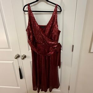 Eloquii Sparkling Burgundy Sequin Midi Dress